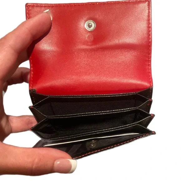 Coach Black Textured Wallet with Red Accents - Picture 2 of 3